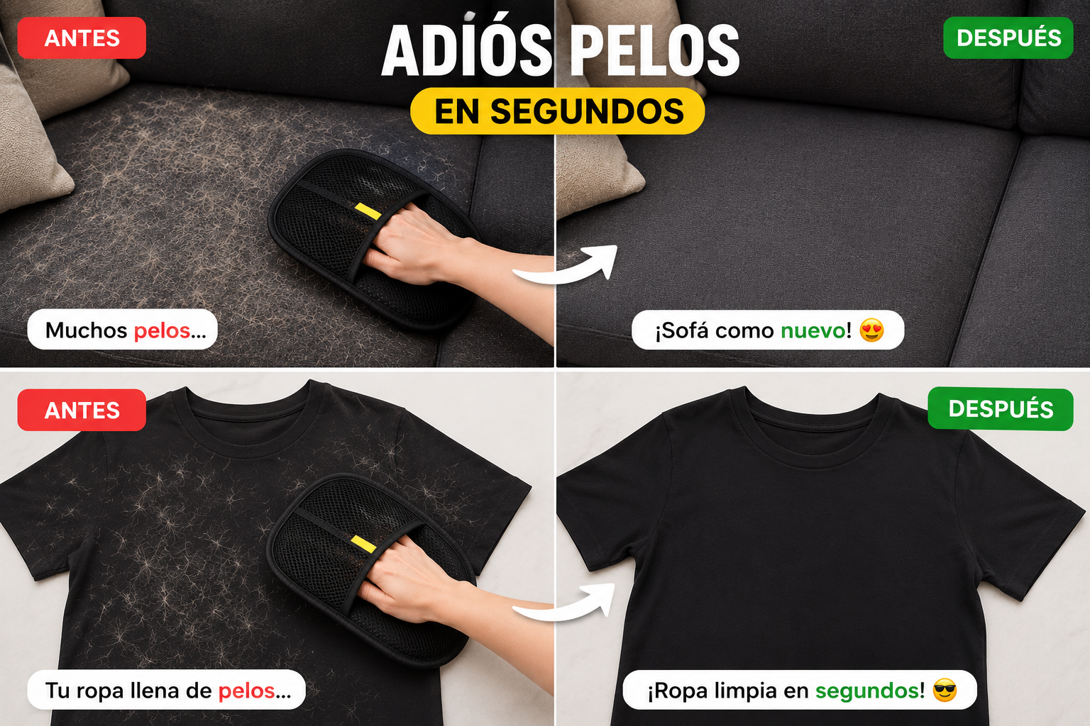 Guante cepillo quitapelusas