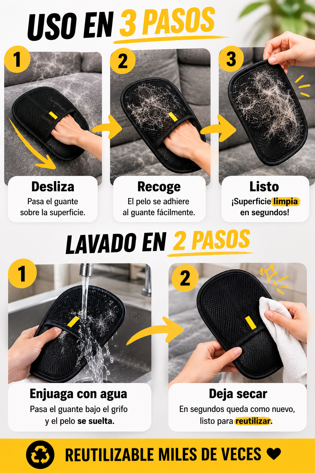 Guante cepillo quitapelusas